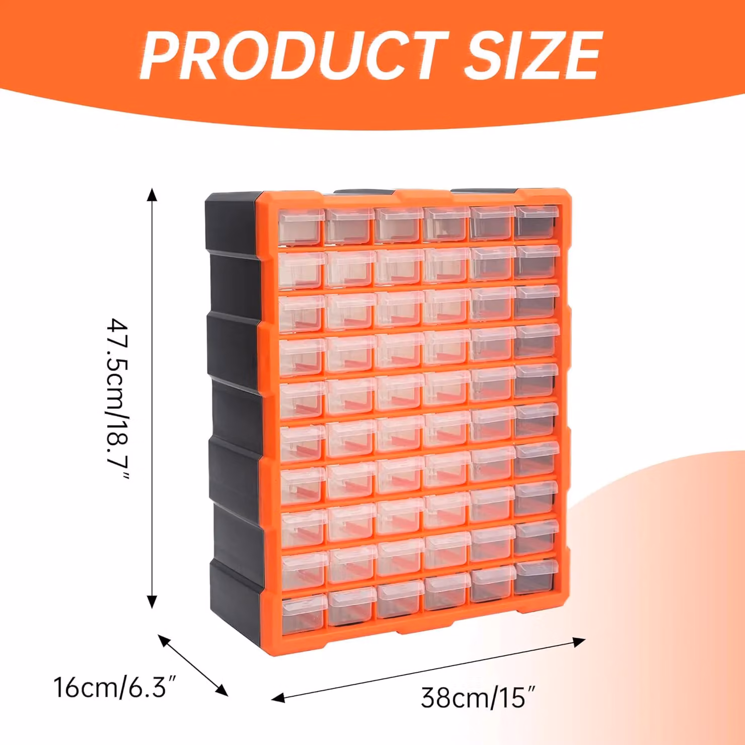 Simpa 39 Drawer Plastic DIY Tool and Hardware Storage Organiser Cabinet, Black, H 47.5 cm x W 38 cm x D 16 cm – 2