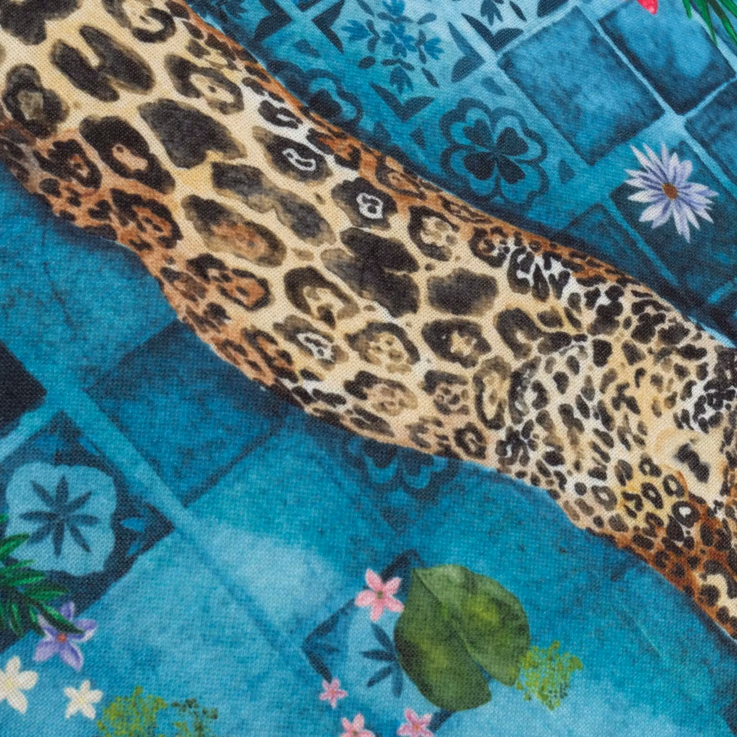 Paoletti Majorelle Leopard Moroccan Piped Outdoor Cushion in Blue, W: 60 cm, H: 40 cm, W: 40 cm – 4