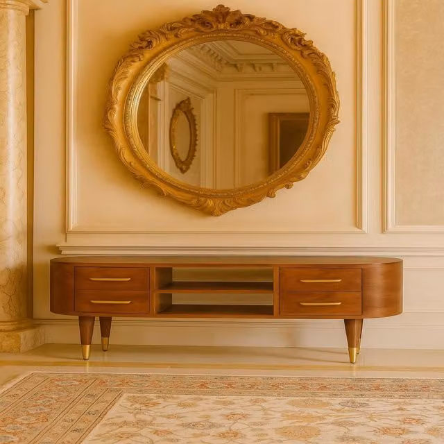 Artisan Furniture Mid-Century Mango Wood Valenza Media Unit in Brown