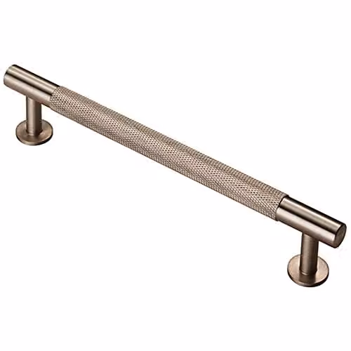 Loops Knurled Bar Door Pull Handle in Brushed Silver, W: 19 cm, D: 1.3 cm