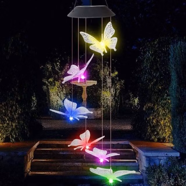 Kelvenix Butterfly Solar Powered Multicolour LED Garden Wind Chimes Decor