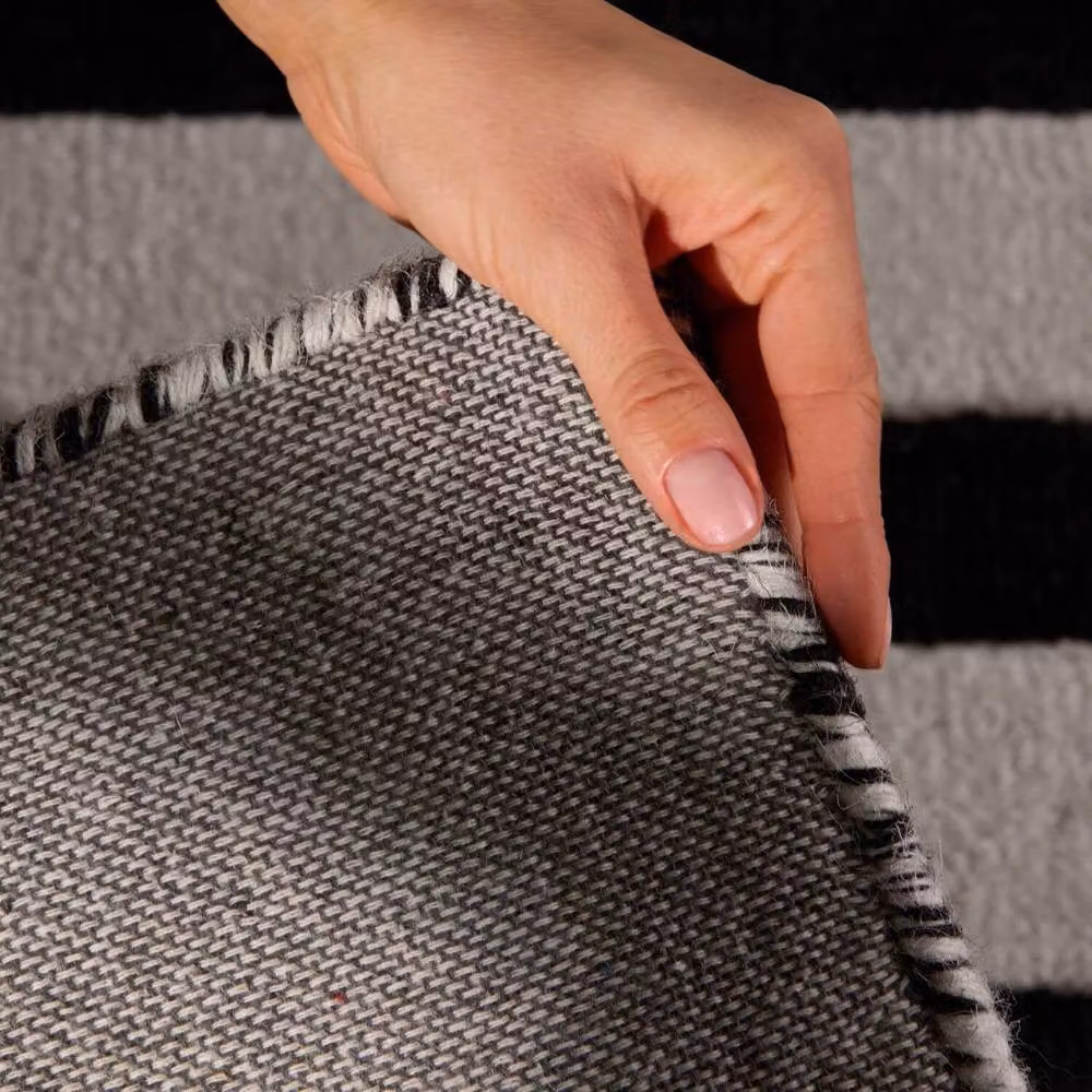 Ted Baker Noir Geometric Wool Handwoven Rug in Black and White, W: 160 cm, L: 230 cm – 6