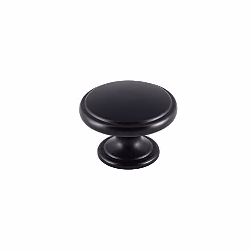 Loops 4 Pack Ring Domed Cupboard Door Knobs in Matt Black, Diameter: 38.5 mm – 2