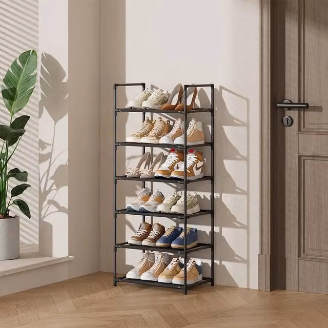 SPETLEK 6-Tier Metal Shoe Rack in Black