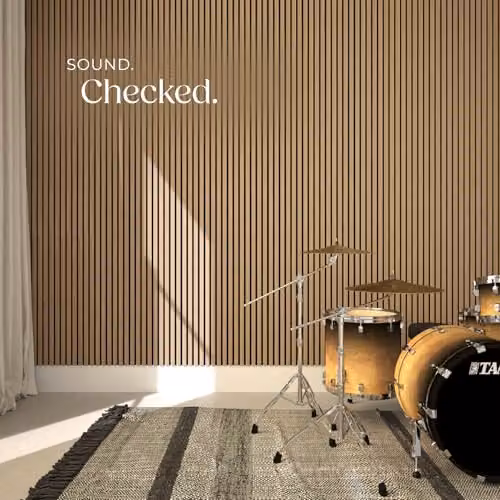 tectake Set of 2 Sound-Absorbing Acoustic Wall Panels with Wood Look and MDF, Brown, W: 120 cm, D: 60 cm, H: 2.1 cm – 6