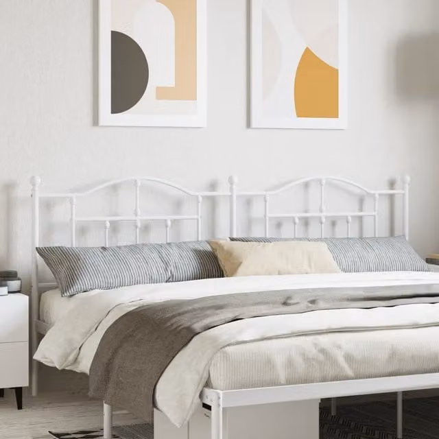 Berkfield Home Classic Metal Headboard in White – 1