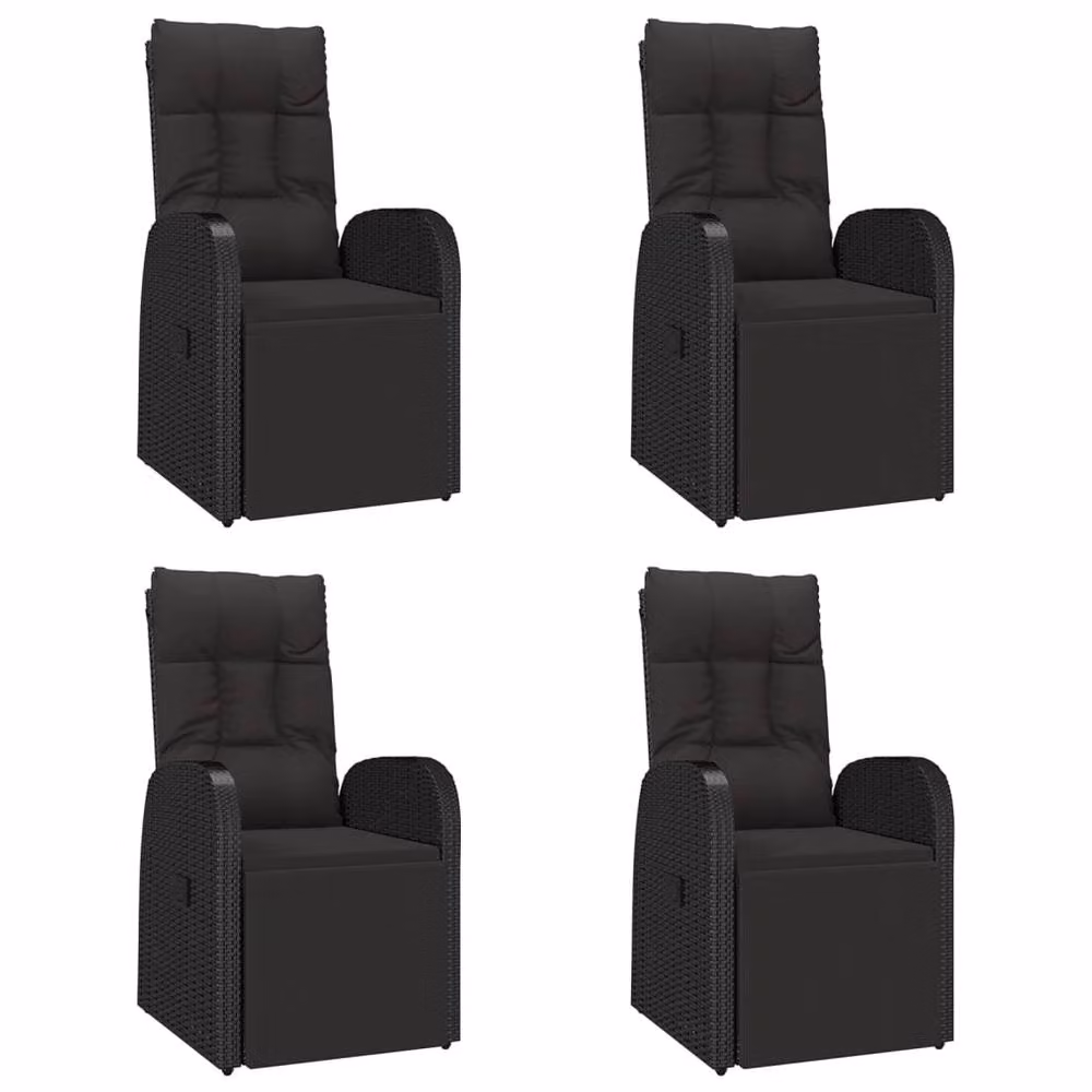 Berkfield Home Beautiful 5 Piece Garden Dining Set in Black Poly Rattan and Oiled Acacia Wood – 4