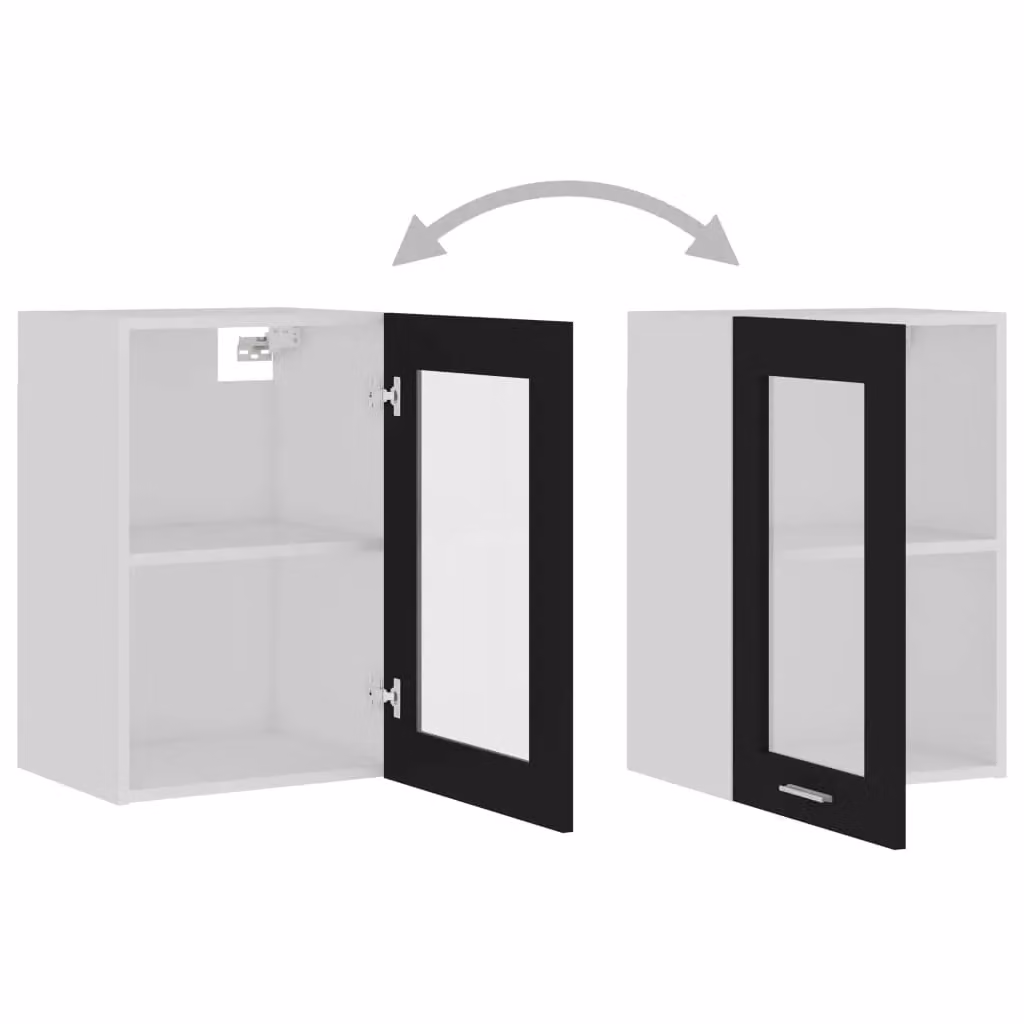 Berkfield Home Modern Black Wall Mounted Glass Cabinet with Internal Shelves W/D/H: 40 x 31 x 60 cm – 5