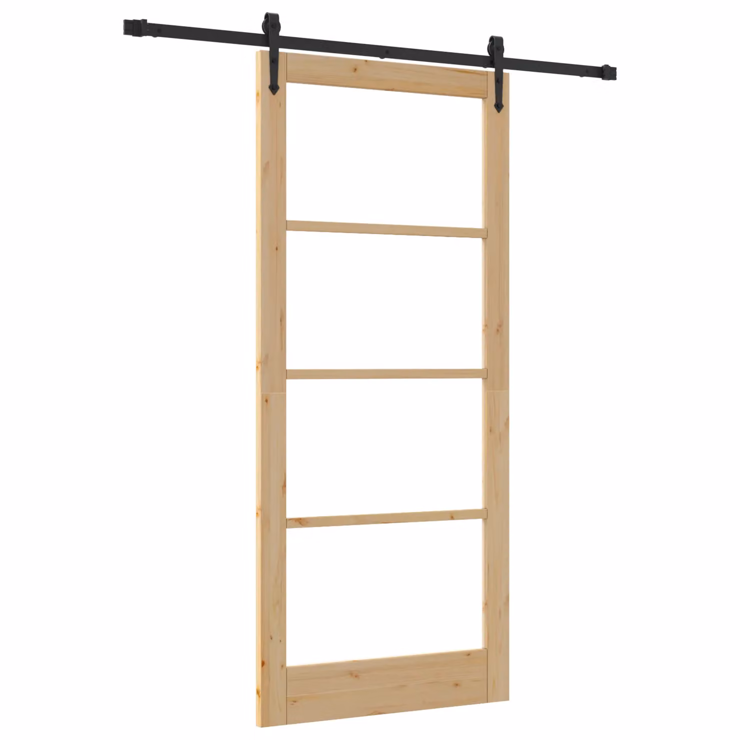 Berkfield Home Modern Sliding Door with Hardware Set in Black Solid Wood, W: 93 cm, H: 211 cm – 2