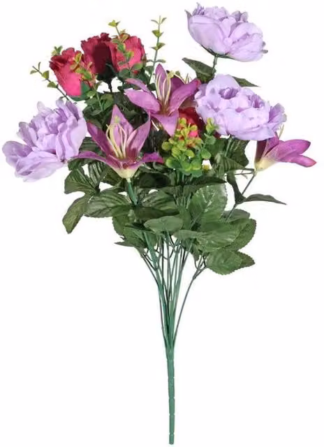 KDMD Lilac Pembroke Mixed Bunch of Purple Roses and Lilies