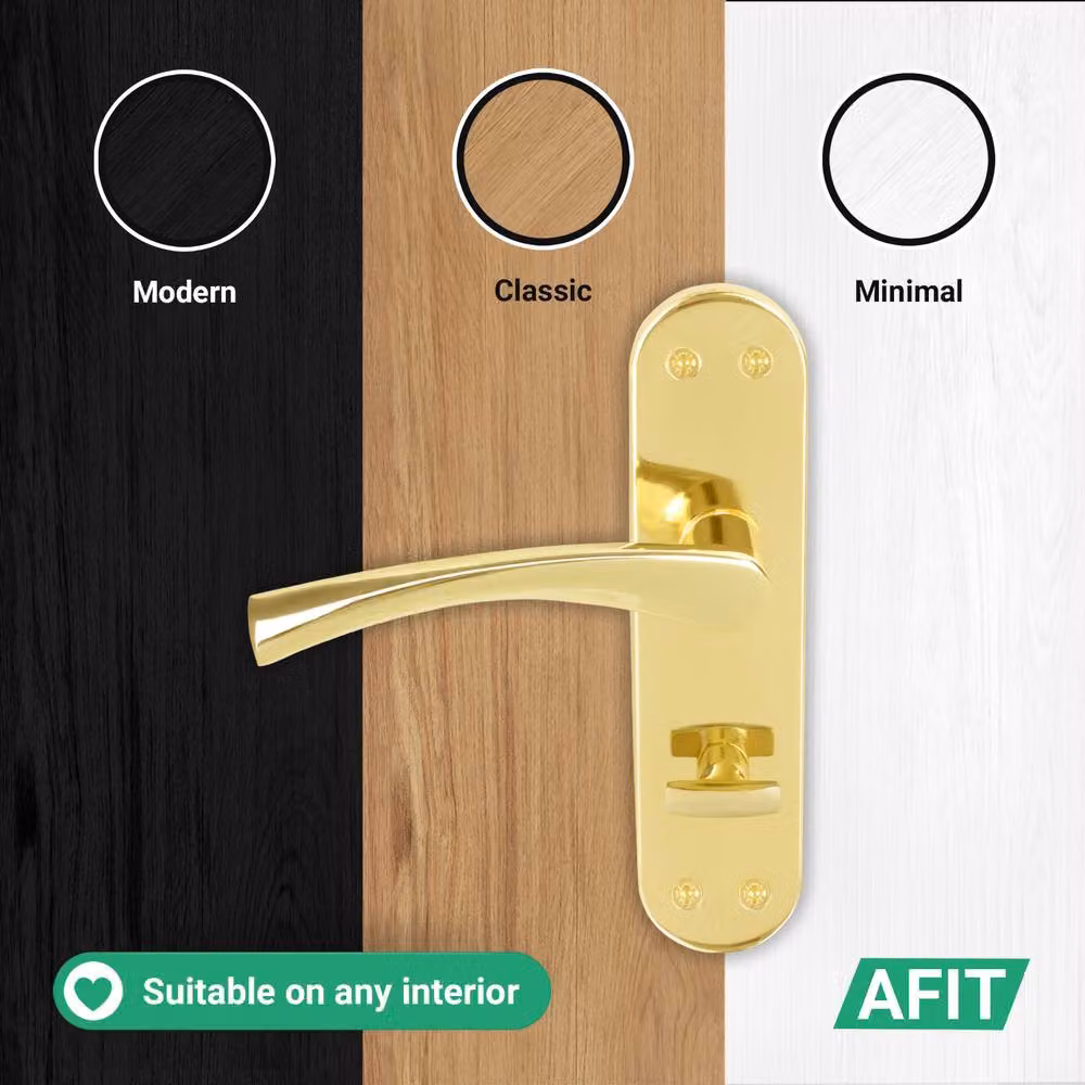 AFIT Polished Brass Twist Bathroom Door Handle with Backplate, Gold, 1 Pair, W/D/H: 15 x 15 x 1.5 cm – 3