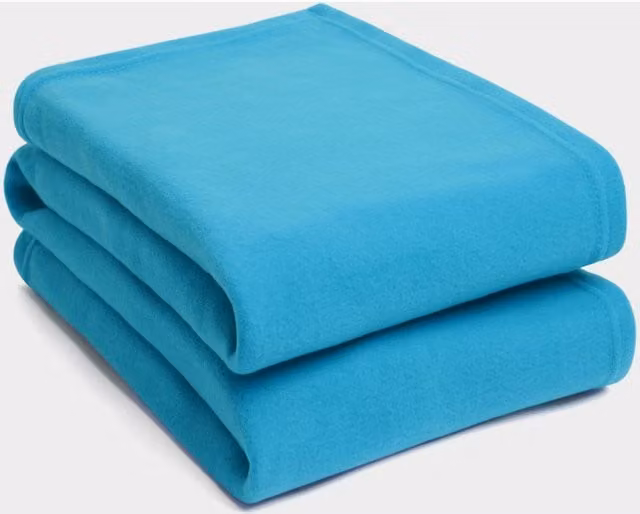 Dreamscene Plain Fleece Throw Blanket in Green and Blue, 240 cm
