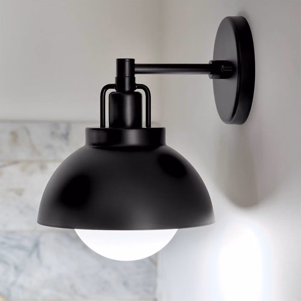 Netlighting Kichler Niva Dome Wall Lamp in Black with Glass and Metal Finish, 1x E27 – 3
