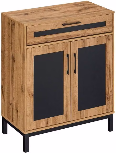 VOGREX Modern 2-Door Sideboard Buffet Cabinet with Drawer in Brown and Beige – 1