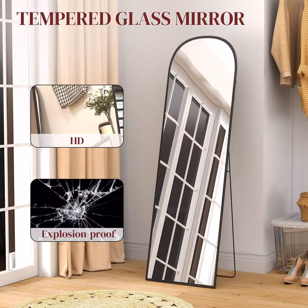 STILVORA Full Length Rectangular Wall Mirror with Aluminium Frame, Black, H: 164.5 cm x W: 60.0 cm – 6