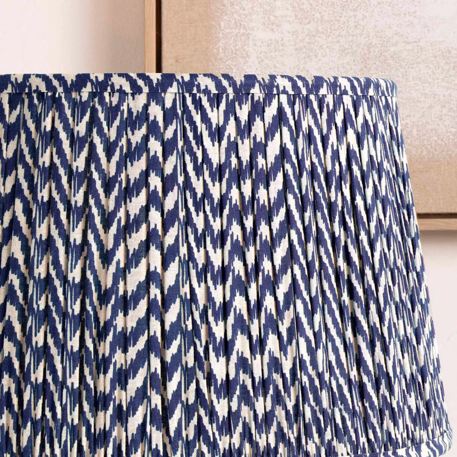 Ruma Navy Blue Chevron Tapered Pleat Fabric Lampshade for Floor Lamps, Diameter: 40.64 cm – 2