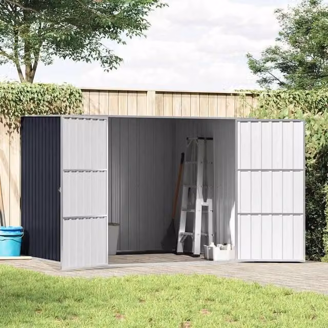 Berkfield Home Garden Shed in Anthracite Grey Galvanised Steel, W/D/H: 195 x 198 x 159 cm