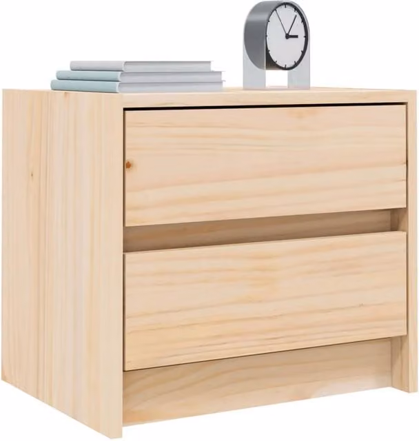Berkfield Home Beautiful Bedside Cabinet in Light Tan Solid Pine Wood, W/D/H: 40 x 31 x 35.5 cm – 1