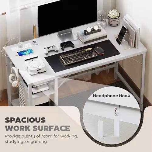 HOMCOM High Gloss Computer Desk with Reversible Board in White, W: 120 cm, D: 60 cm, H: 75 cm – 4