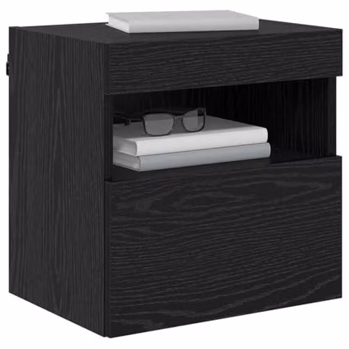 vidaXL Modern Wall-Mounted TV Cabinet in Black and Multicolour with Integrated Lighting and Internal Shelves, W/D/H: 40 x 30 x 40 cm