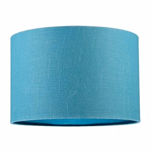 Happy Homewares Coastal Waters Teal Textured Linen Fabric Circular Lamp Shade in Turquoise and Petrol, W/D/H: 30 x 30 x 20 cm – 1