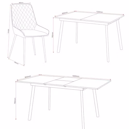 Seconique Avery Extending Dining Set with Concrete Effect Table and 4 Blue Chairs – 5