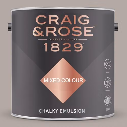 Craig & Rose 1829 Chalky Emulsion Paint in Grisaille, Matt, Grey, 2.5 l