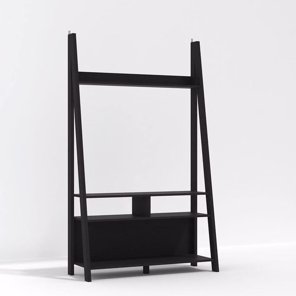 Wyld Haus Athy Small Matt Black Wooden Ladder TV Unit W/D/H: 105.0 x 38.6 x 175.4 cm – 2