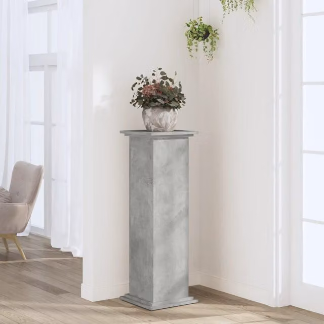 Berkfield Home Modern Plant Stand in Concrete Grey, W/D/H: 33 x 33 x 100 cm