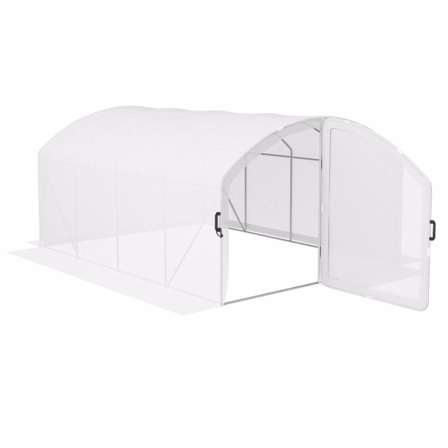 OUTSUNNY White Polytunnel Greenhouse with PE Cover and Hinged Door, W: 300 cm, D: 300 cm, H: 200 cm – 2