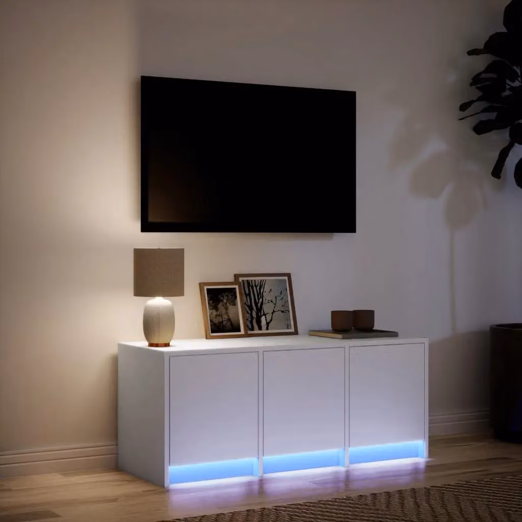 Berkfield Home Modern White Glossy TV Cabinet with Integrated LED Lighting, W/D/H: 97 x 40 x 40 cm – 2