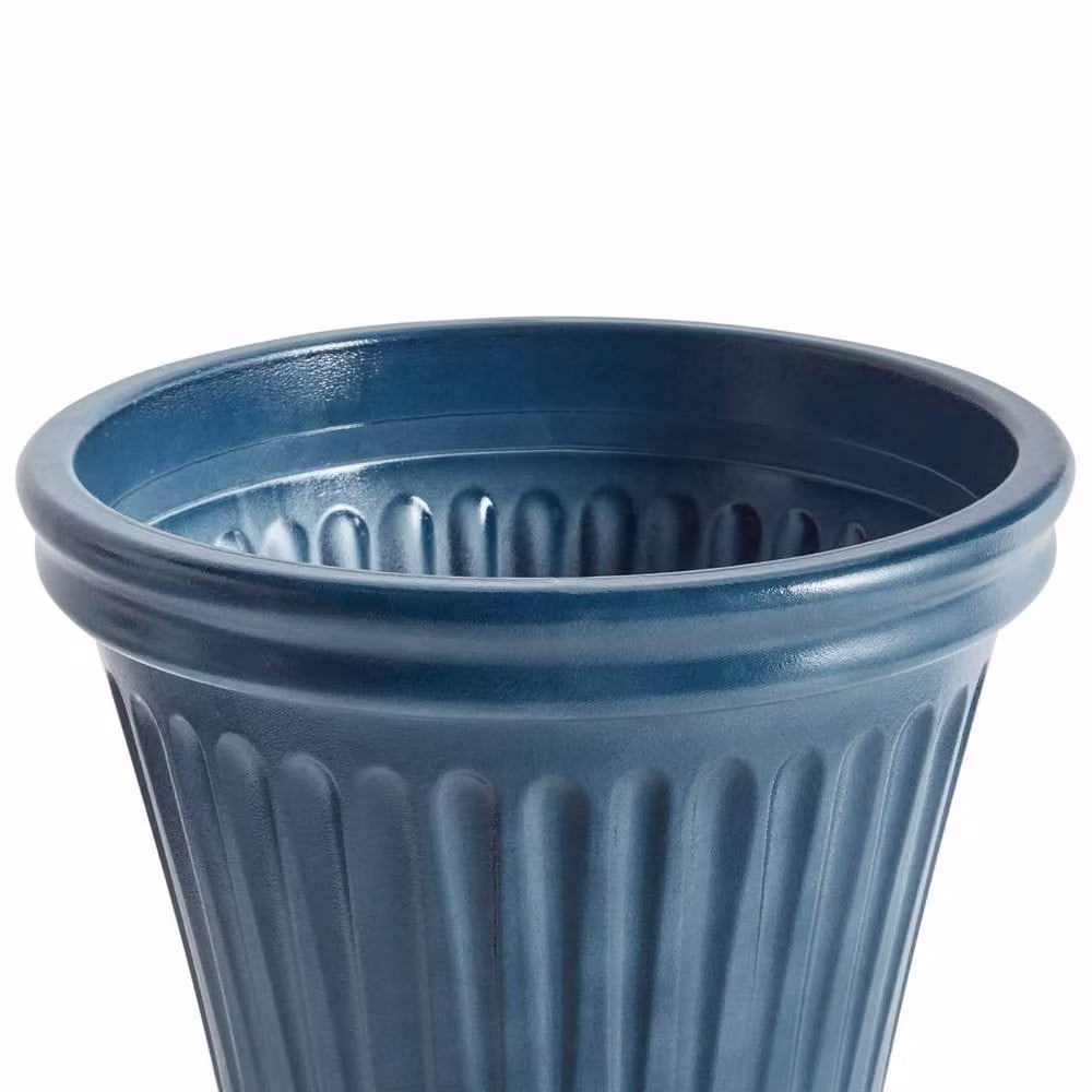 Wyld and Coco Blue Glazed Polyresin Round Planter for Indoor and Outdoor Use, Diameter: 43 cm – 4
