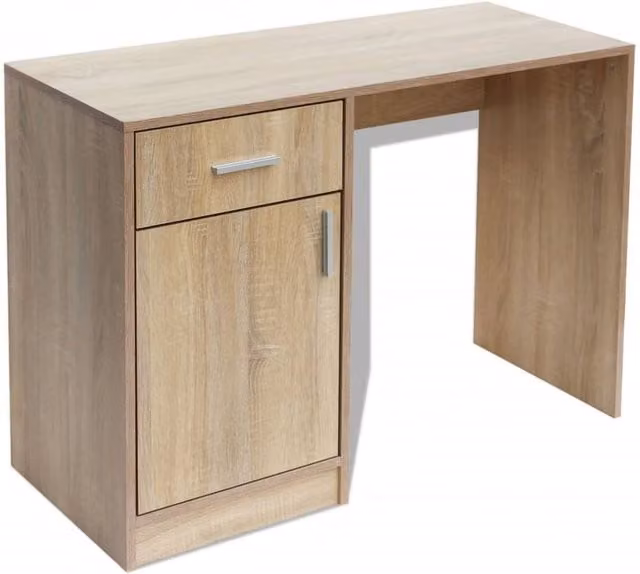 Berkfield Home Oak Writing Desk in Brown, W/D/H: 100 x 40 x 73 cm – 1