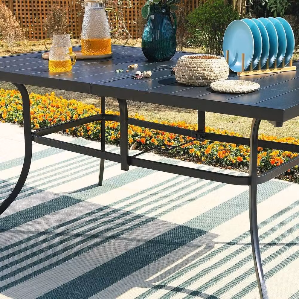 KORVIXA Modern Metal Garden Dining Table in Matt Black, W/D: 90 x 90 cm, H: 72.9 cm – 3