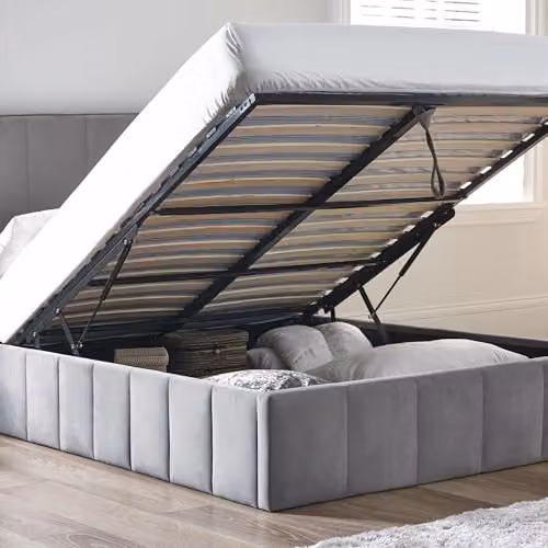 Julian Bowen Katie Grey Velvet Upholstered Ottoman Storage Bed Frame W/D/H: 180 x 200 x 131 cm – 8