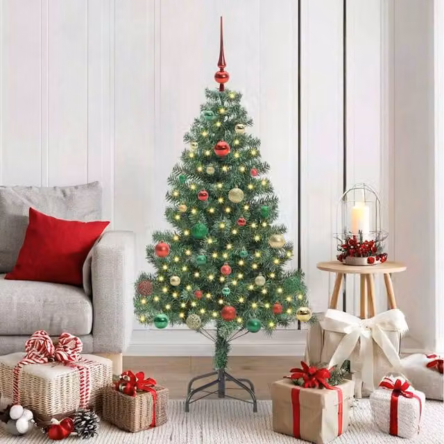 Berkfield Home Green PVC Christmas Tree with 150 LEDs and Stand, Height: 150 cm – 1