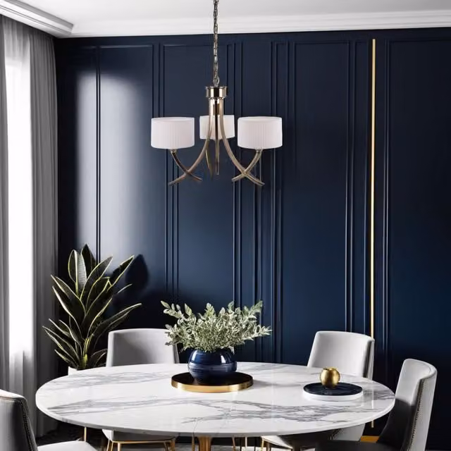 Pagazzi Justina 3 Light Pendant Chandelier in Antique Brass and Gold