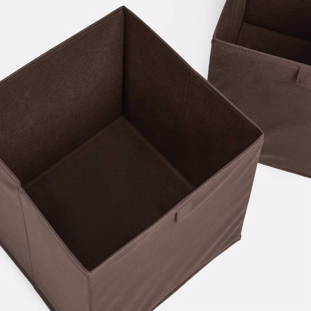 OHS 2 x Matte Velvet Cube Folding Storage Organisers in Brown – 4