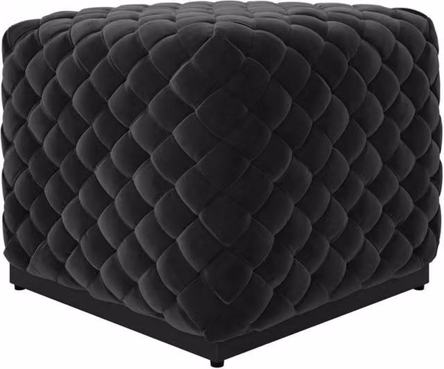 Lemon Pavilion Furniture Colline Small Black Velvet Pouffe, W: 50 cm, D: 50 cm, H: 42 cm