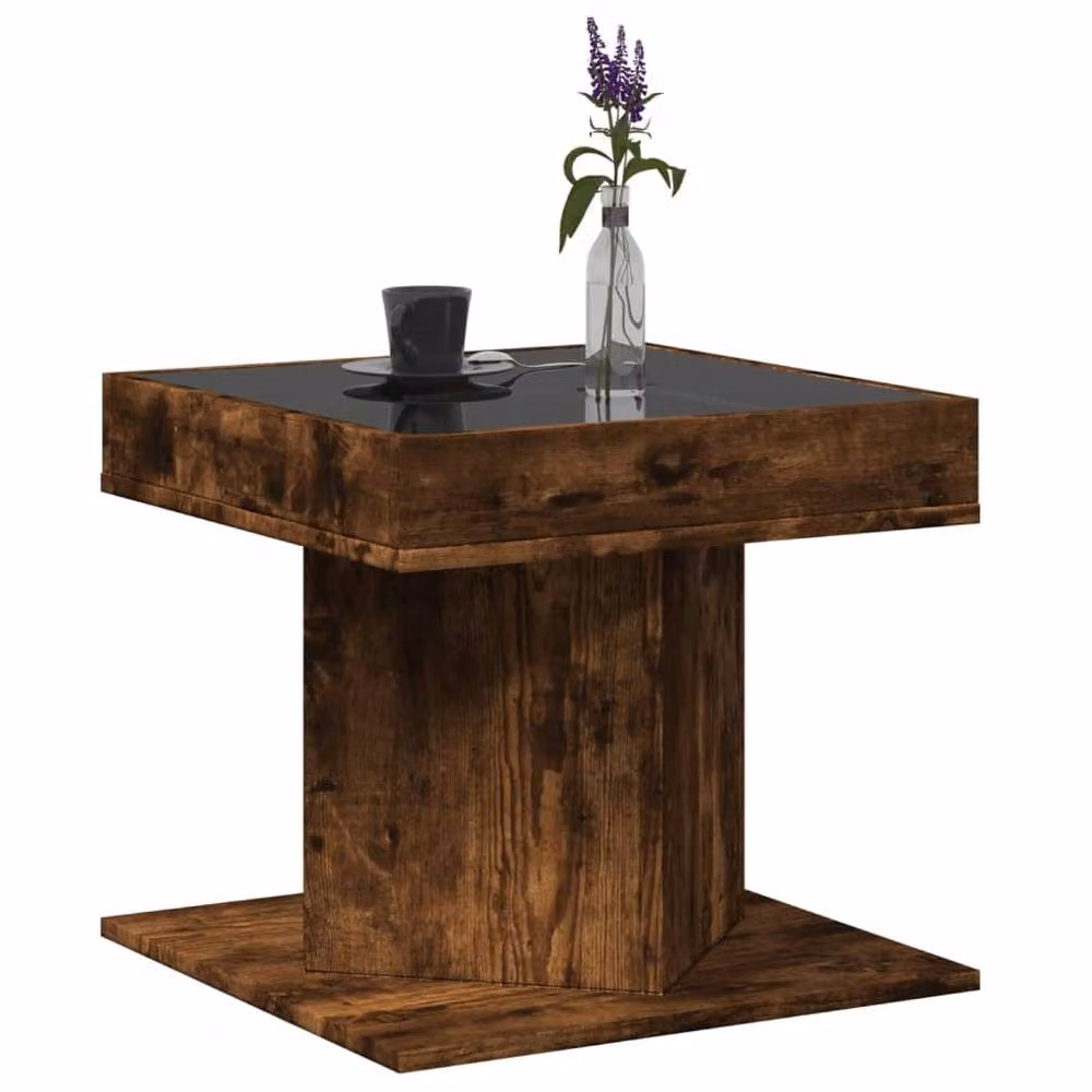 Berkfield Home Modern Square Coffee Table in Smoked Oak Brown, W/D/H: 50 x 50 x 45 cm – 2
