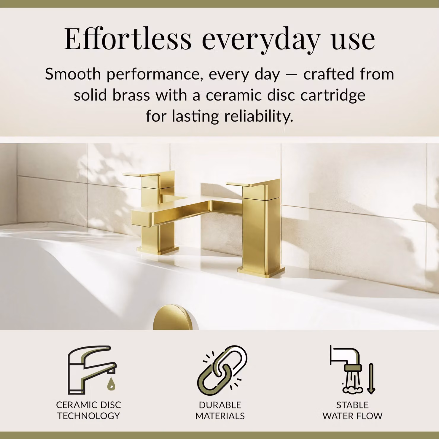 Balterley Square Deck Mounted Bath Filler Tap with Dual Levers in Brushed Brass – 2