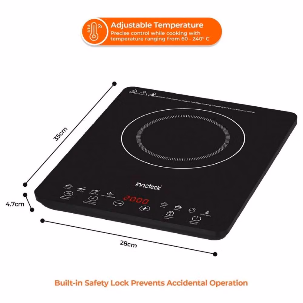 Kelvenix Single Induction Hob 2000W Portable Electric Cooktop with Touch Control in Black – 2