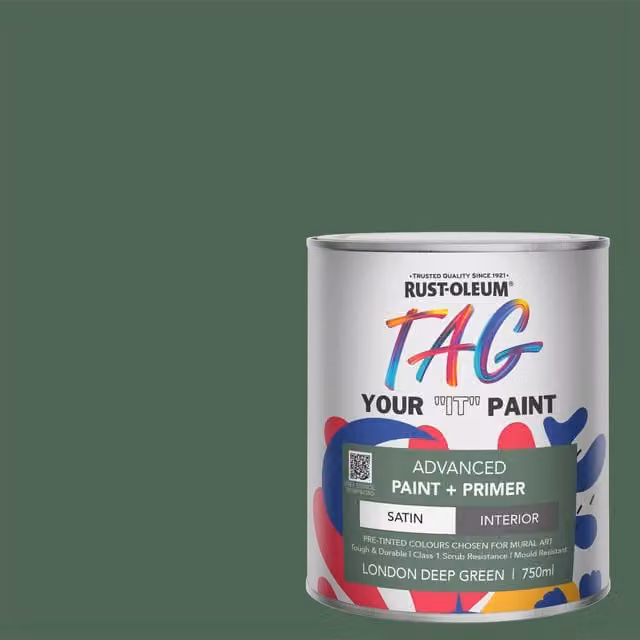 Rust-Oleum Tag Paint in Satin Finish, London Deep Green, 750ml