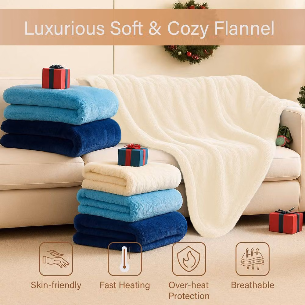 Alivio Premium Electric Heated Flannel Blanket in Petrol, W/D/H: 130 x 160 cm – 5