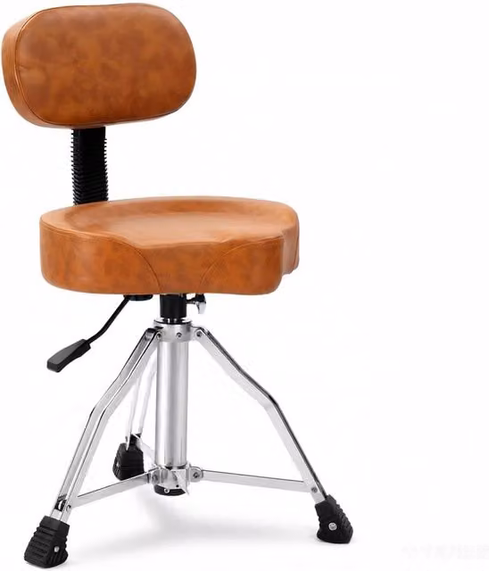 VOGREX Brown Adjustable Hydraulic Industrial Drum Stool with Backrest – 1