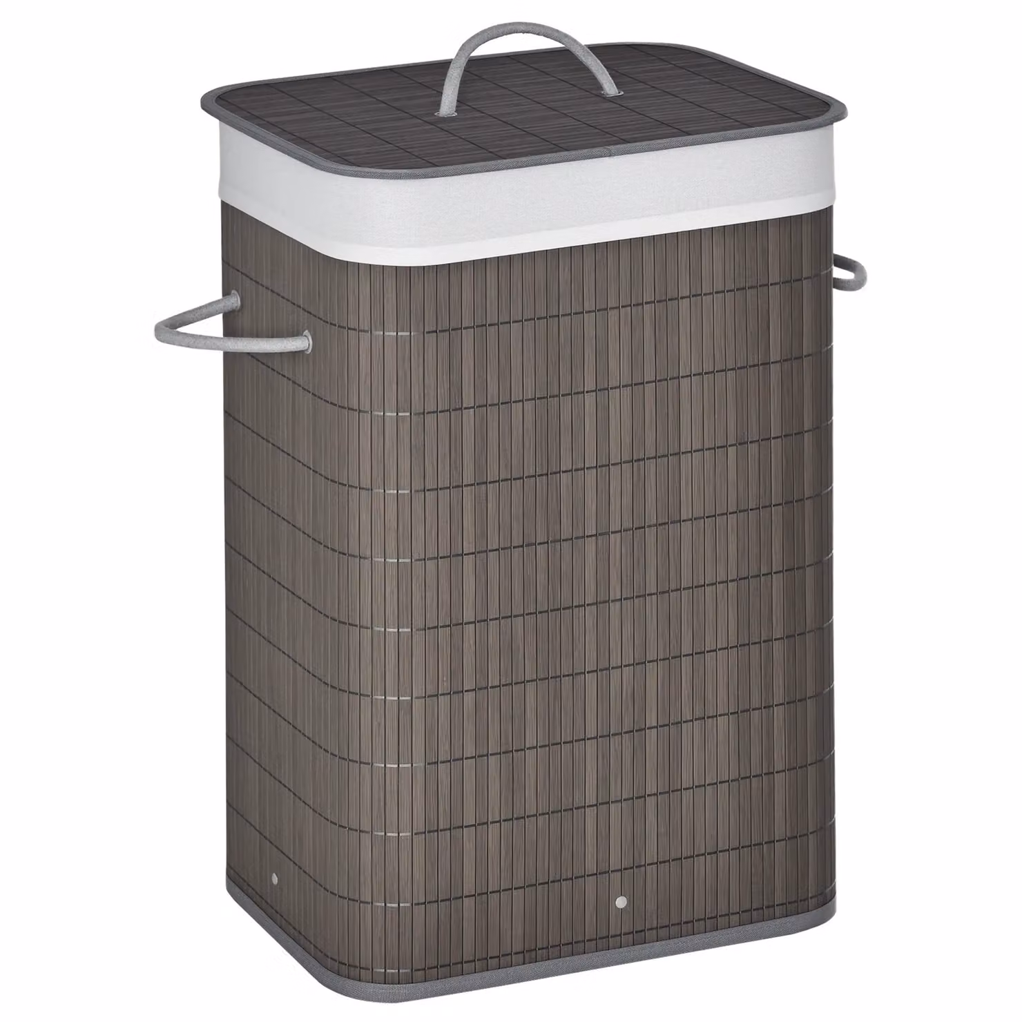HOMCOM Collapsible Laundry Basket Hamper with Flip Lid and Removable Bag in Grey – 2