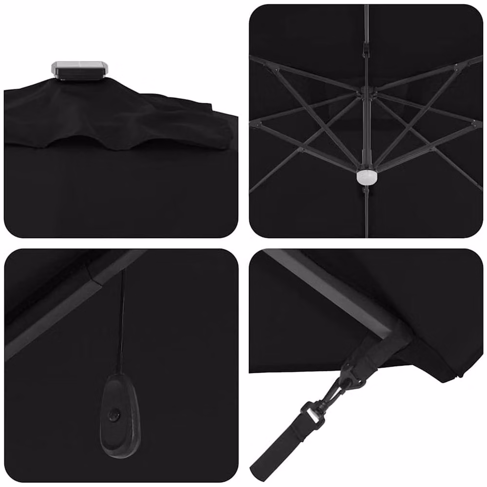 Berkfield Home Roma Versatile Cantilever Parasol with LEDs, Black, W: 286 cm, D: 285 cm, H: 270 cm – 5