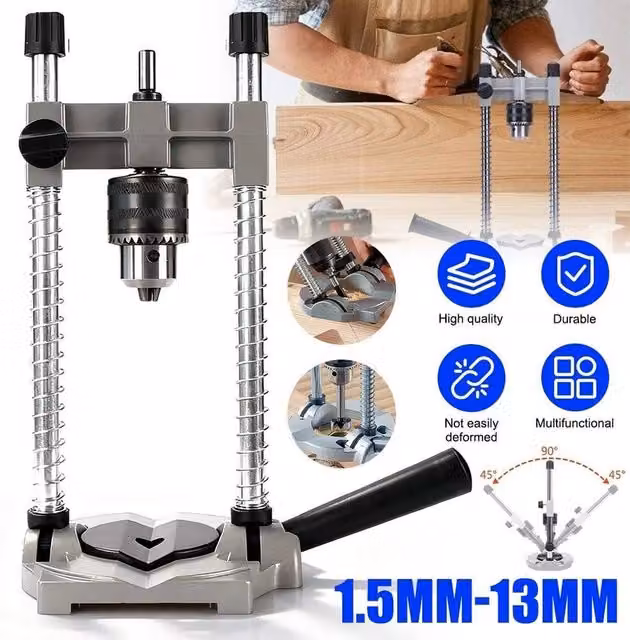 FLAVORA Mobile Drill Stand Drilling Aid in Silver, W: 520 mm, H: 290 mm, D: 290 mm – 1