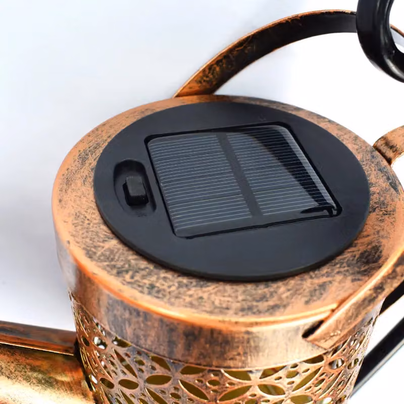 Leaper Solar Powered Watering Can Garden Light in Gold/Brass – 3