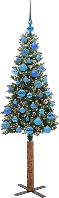 Berkfield Home Elegant Slim Christmas Tree with 150 LEDs in Green and White, Height: 150 cm